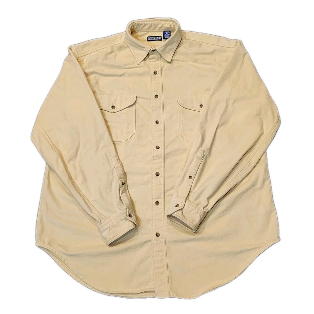 Lands' End Men's Flannel, Butter Yellow, Size XLT, Heavy Duty! Button Up Shirt